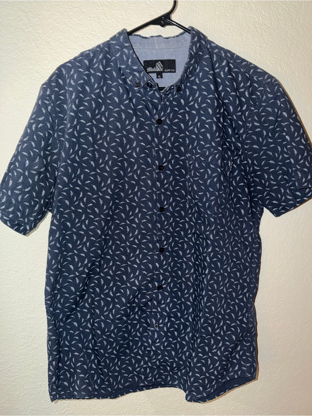 Molokai Surf Co. Navy Short-Sleeve Printed Shirt